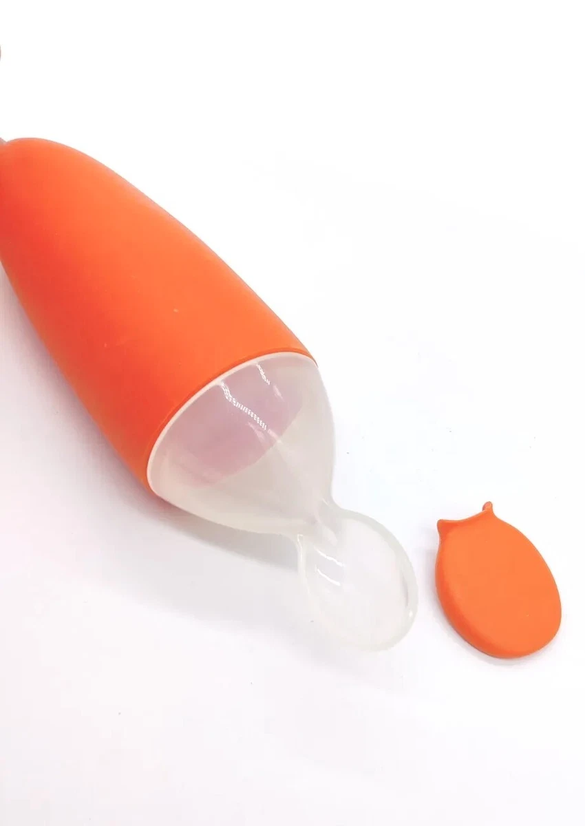 Boon Squirt Silicone Baby Food Dispensing Spoon Orange Squeeze