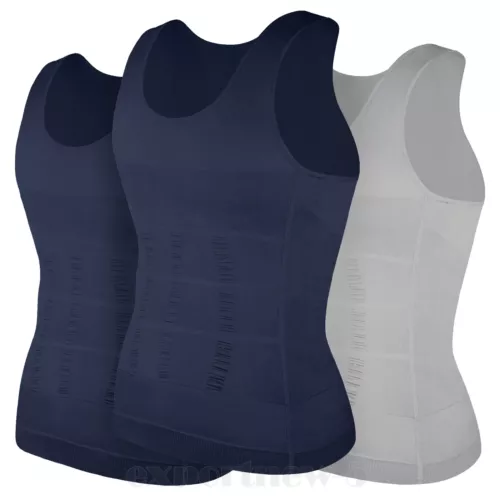 Herren 3er-Pack Schlank Body Shaper Haltung Korrektur Weste Bauch Kompression Tops USA - Bild 37 von 56