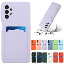 For Samsung A14 A13 5G A32 A52 A12 Shockproof Rubber Card Holder TPU Case Cover