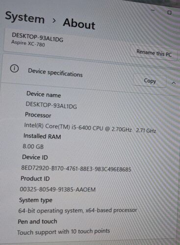 ACER ASPIRE XC DESKTOP I5-6400@2.7GHZ, 8GB, 2TB - Picture 2 of 3