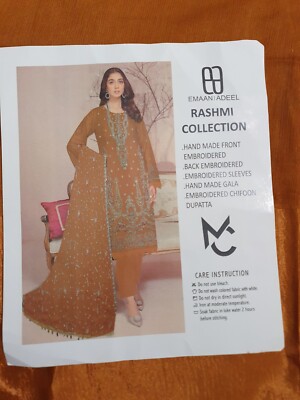 Pakistanisch Indisch Voll Bestickt Chiffon Anzug 3-teilig Unbestickt Shalwar Kameez 