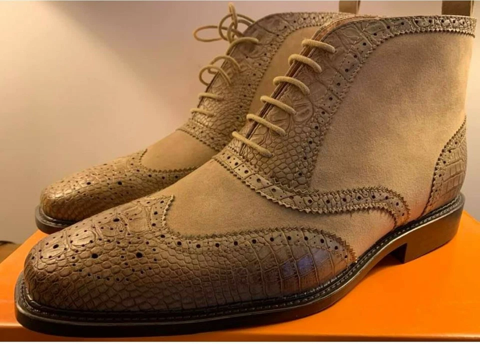 Мужская лодыжки платье ботинки животное печати серо-коричневый цвет на Antonio Cerrelli размер 10,5 - Изображение 2 из 4