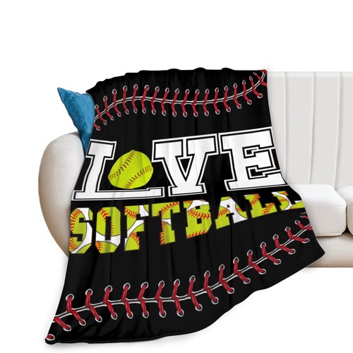 Softball Soft Throw Blanket All Season Microplush Thick Warm Blankets