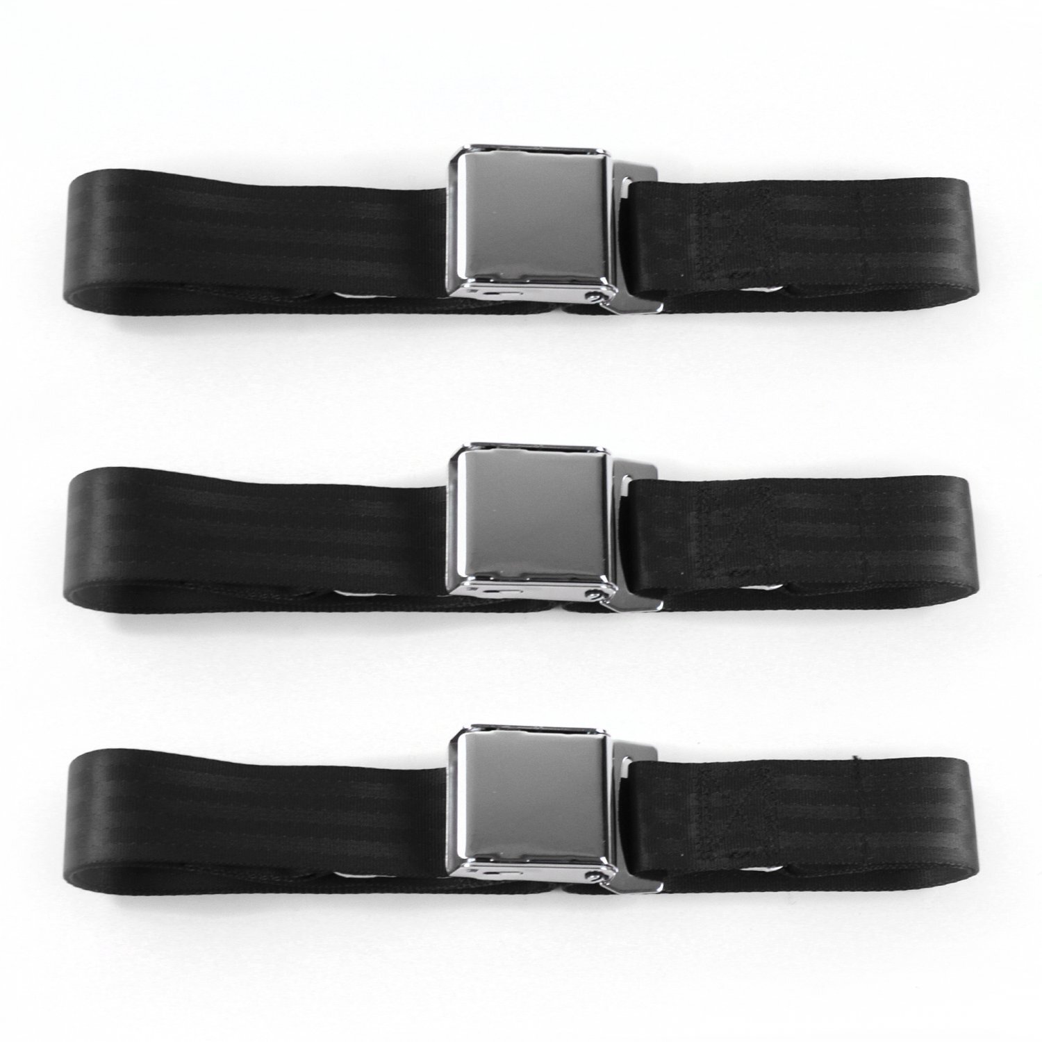 Ford Truck 1948 - 1952  Airplane 2pt Black Lap Bench Seat Belt Kit - 3 Belts 