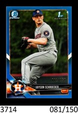 1-2018 BOWMAN CHROME DRAFT BLUE REFRACTOR JAYSON SCHROEDER ASTROS 081/150