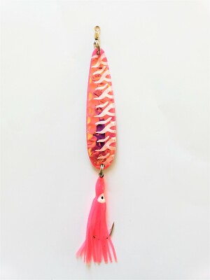Salmon Spoon McOmie's 4'' ''Pink Tiger Prawn'' Glow Spoon w/Hoochie