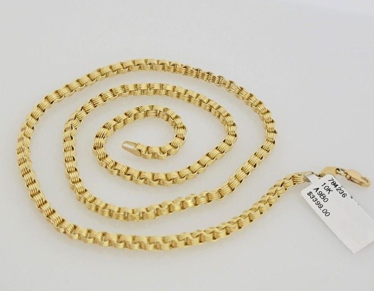 Real 10k Gold 3mm Box Byzantine Chain Necklace 20