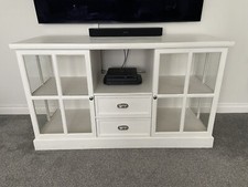 Large White Wooden TV Unit Farmhouse style with drawers and cupboards