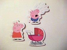 PEPPA PEPPER PIG BABY PRAM DOUBLE SIDE Fridge Magnets, Toy, NEW Party Pack