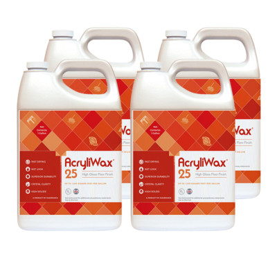 AcryliWax 25 High-Gloss Commercial Floor Finish - Case of 4 Gallons