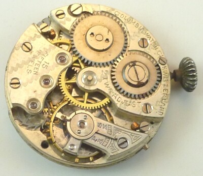 Vintage Columbia Watch Co Wristwatch Movement - Parts / Repair