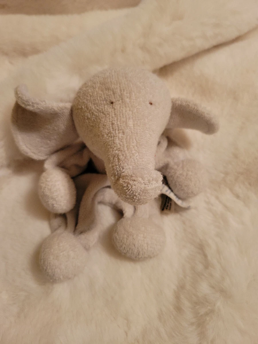 Under The Nile Terry Cloth Gray Elephant Security Blanket Lovey Organic Cotton