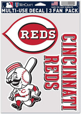 MLB Cincinnati Reds Decal Multi Use Fan 3 Pack, Team Colors, One Size