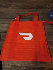 DoorDash Insulated Thermal Delivery Tote Bag Hot Cold Zip Closure Red Foldable