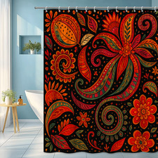 Colorful Floral Shower Curtain - Boho Design for Bathroom Decor