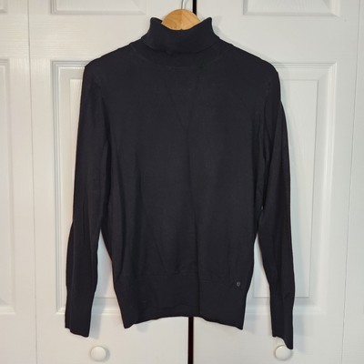 Miss Etam Womens XL Black Turtleneck Sweater Cotton Blend Long Sleeve Ribbed