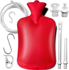 2 L Enema Bag  Coffee Enema Bag Kit with 5.0 ft. Long Silicone Hose  RED  