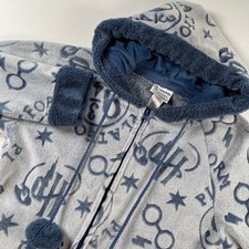 Harry Potter Hogwarts Union Suit Womens Med Blue Fleece Hooded One Piece Pajama