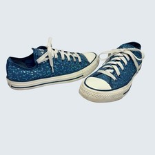 CONVERSE All Star Teal Blue Sequin Low Top Sneakers Women s Size 8