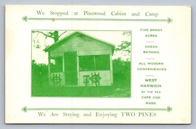 Postcard MA West Harwich Cape Code Two Pines Cabin & Camp Advertising  P507