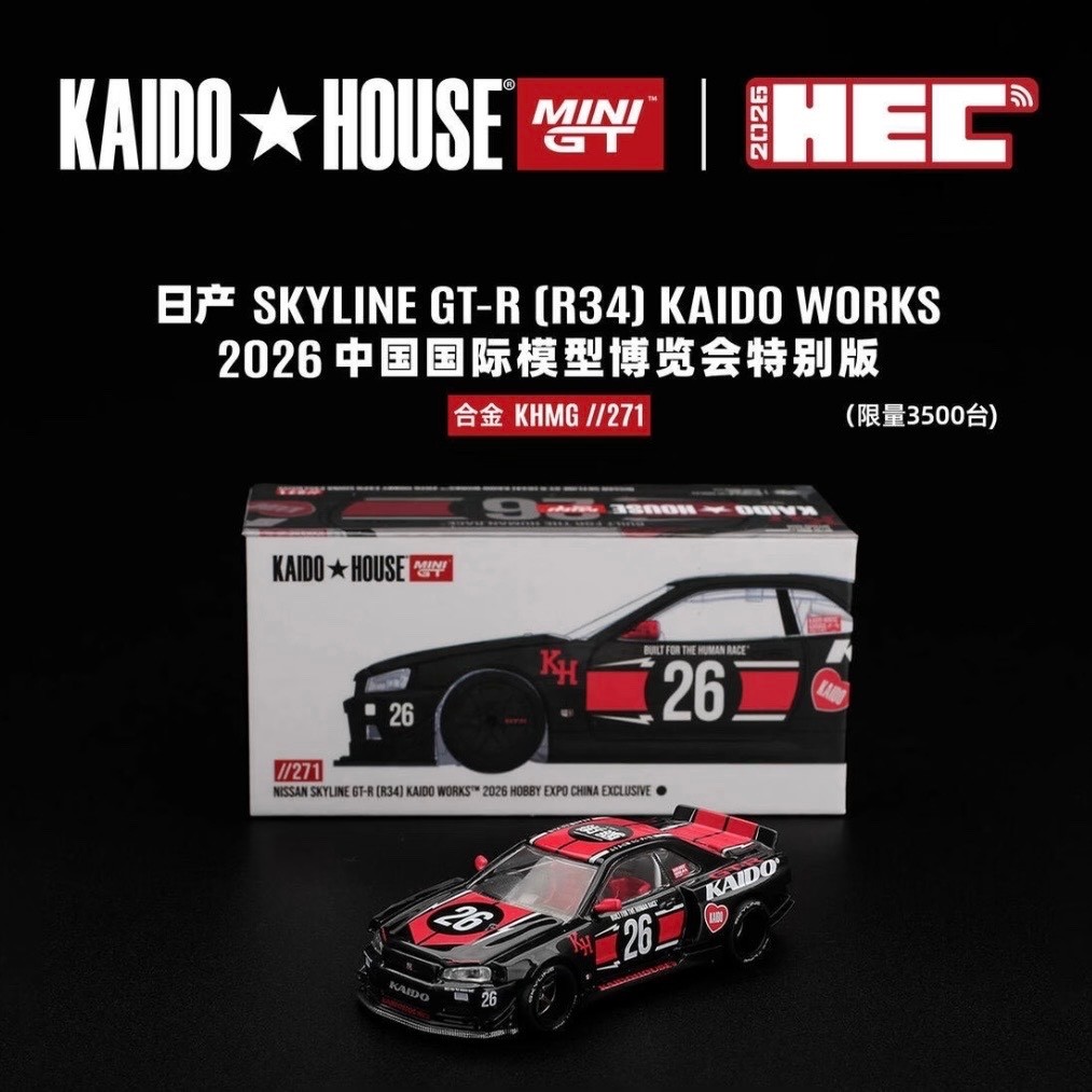 KAIDO HOUSE MINI GT KHMG271 Gtr R34 Black/Red 2026 HEC Limited