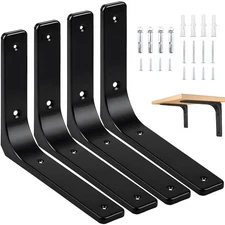 12" x 10" Metal Shelf Brackets, Heavy Duty L Hanging Angle Brackets, Iron Wal...