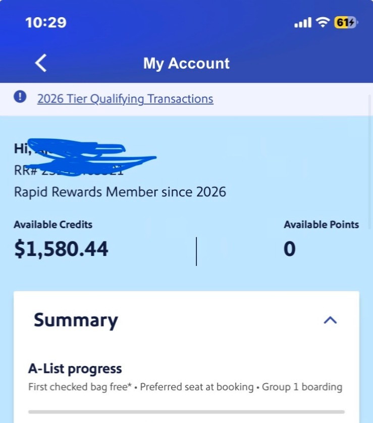 $320 Southwest travel flights Credit ✈️