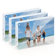 4x6 Acrylic Picture Frame 3 Pack, 20mm Thick Magnetic Double Sided Display 20...