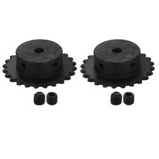 2Pcs #25 Chain Roller Sprocket 6mm Bore 1/4" Pitch 24 Tooth with Set Screws