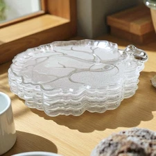 Set of 4 Vintage Hazel Atlas “Tree of Life” Frosted Glass Snack Plates – 10.25"