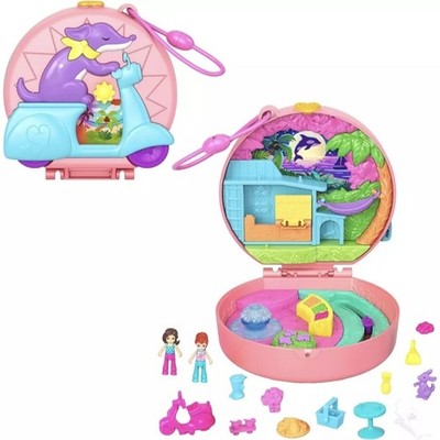 Polly Pocket Dolls Playset Adventure Moped Compact Travel Toy with 2 Micro Dolls