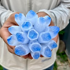 462G Nuevo Encontrar Azul Fantasma Cristal Cuarzo Racimo Mineral Espécimen Curación