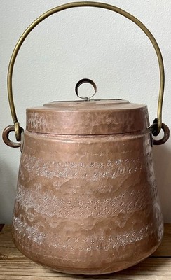 Antique Arts & Crafts Era Italian Made Hand Hammered Lidded Copper Pot APPRAISAL