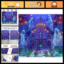 10x8ft Halloween Medieval Castle Backdrop - Spooky Fabric Photography Prop