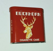 Vintage Advertising BUCKHORN Cigarettes Tin Lithograph Case Empty Great Shape 