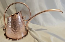 Vintage GREGORIAN Hand Hammered Solid Copper Scalloped Edge #97 Watering Can