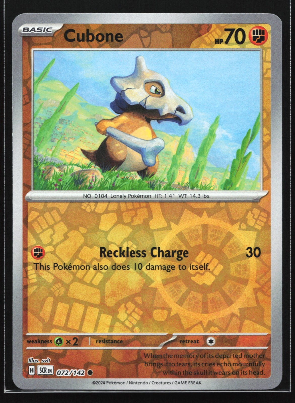 Pokemon Cubone 072/142 Stellar Crown Reverse Holo NM