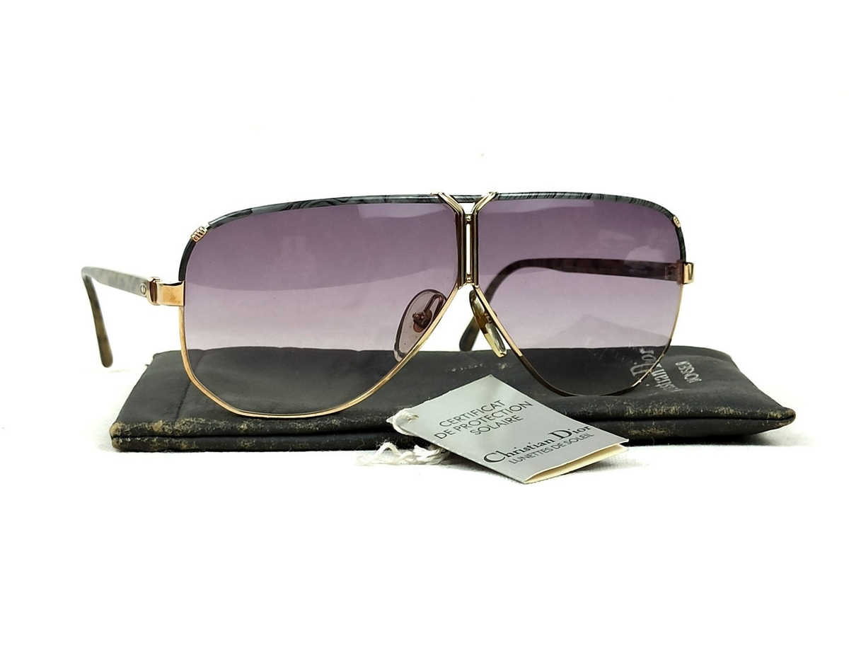 NOS CHRISTIAN DIOR PILOT STYLE MILITARY SUNGLASSES VINTAGE 70s