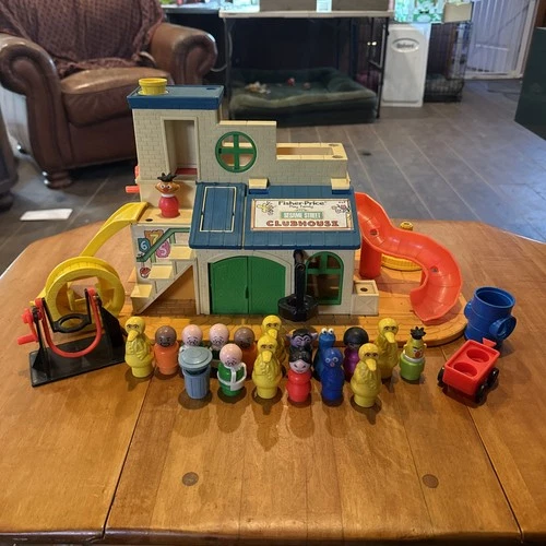 Vintage Fisher Price Sesame Street Clubhouse 937 Little People Figures Set 1970s