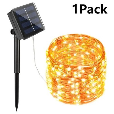 Solar Lichterkette Beleuchtung 100-200 LED Kupferdraht Party Garten Außen Evseyp