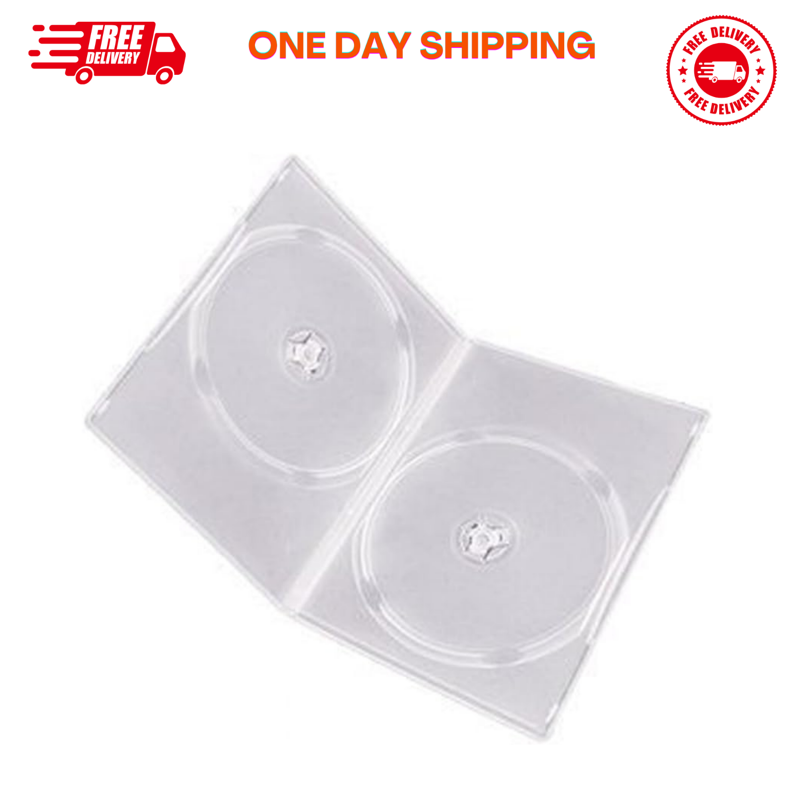 Maxtek 7mm Slim Clear Double CD/DVD Case, 50 Pieces Pack. (2 Discs