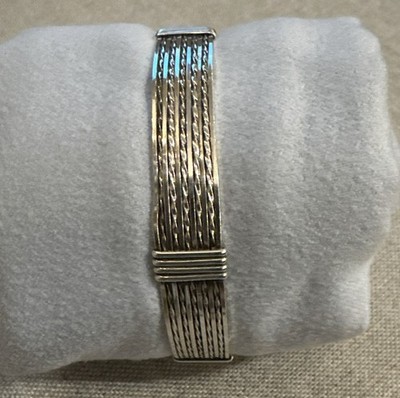 STERLINGSILBER Armreif Armband 11 Draht strukturiert 11 g 6,25 Zoll