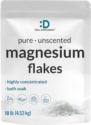 Pure Magnesium Flakes Bath Soaks, 10Lbs - Natural Epsom Salt Substitute | High-A