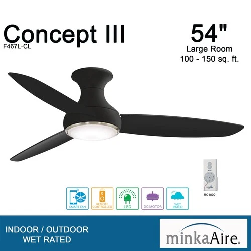 Minka Aire Concept III 54"  - Coal 3-Blade Remote Control - Picture 4 of 5