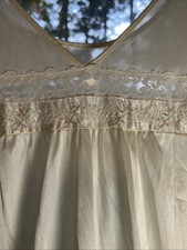 Vintage Delicate White Nylon Maxi Lingerie Nightgown Baby Floral Trim