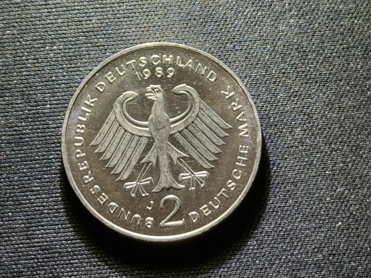 1989 J Germany 2 Deutsche Mark Coin, Bundesrepublik