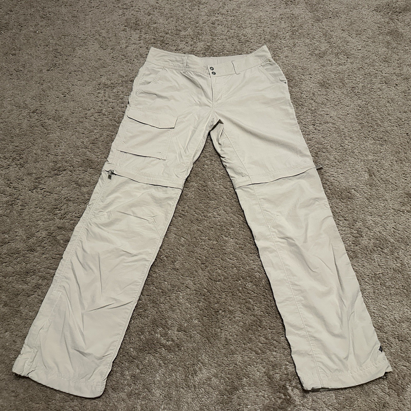 Columbia Pants Womens 6 Short Outdoor Performance Pockets Zipper Tapered Beige