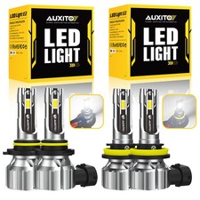 4X AUXITO H11 9005 HB3 LED Headlight Bulb Combo High Low Beam 6500K Lamp 48000LM