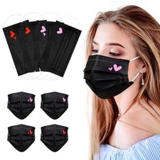 100 Pcs Disposable Face Masks - 3-Layer Breathable Safety heart, Heart