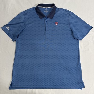 Adidas Golf Shirt Mens Blue Polo Embroidered Berkeley Hall Golf Club Logo   XL